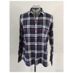 J Crew Perfect Fit Plaid Poplin Shirt Sz M